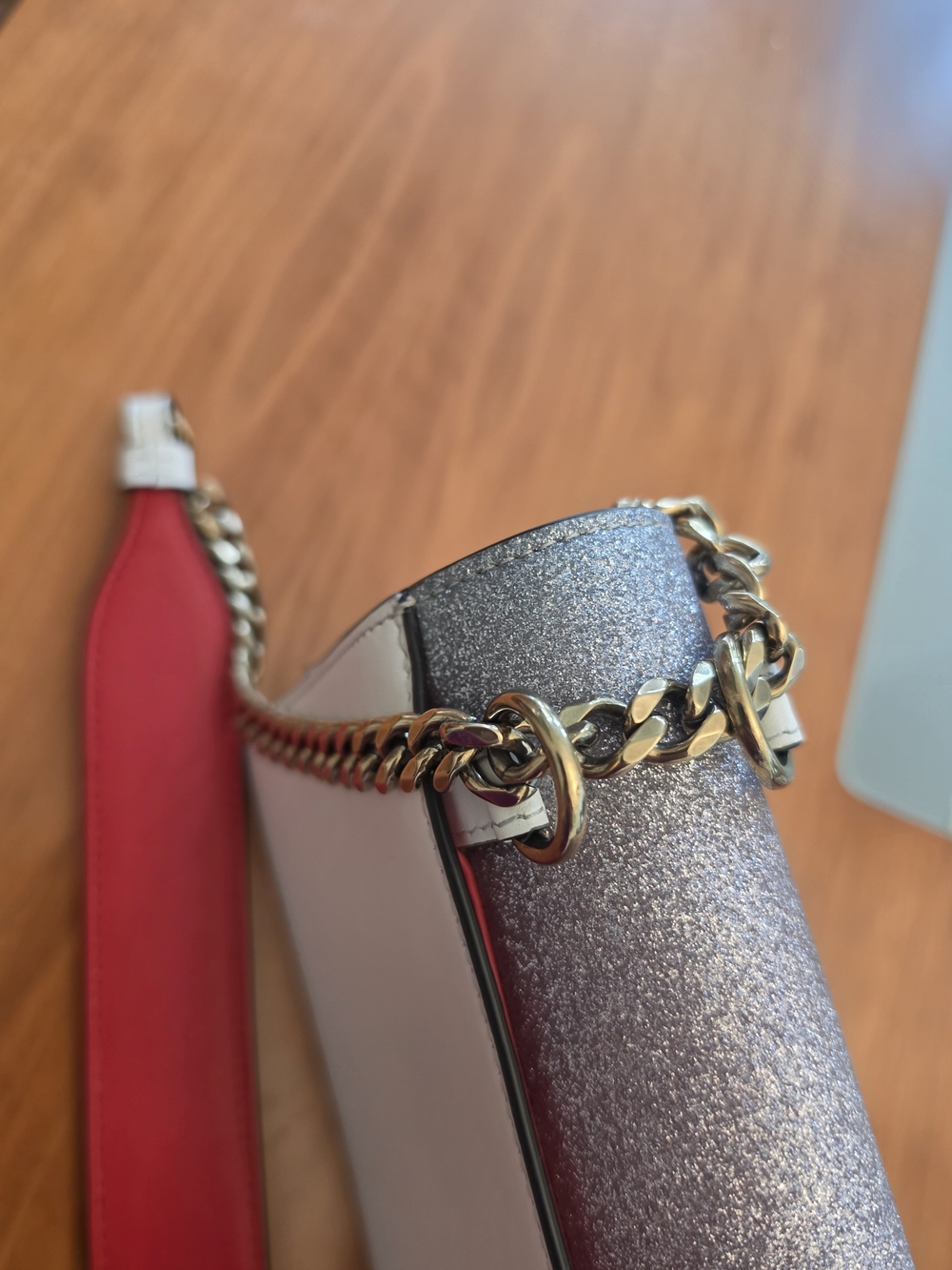 Christian Louboutin Silver Glitter Chain Shoulder Bag - Picture 13 of 13